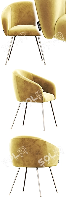 Luxury Velvet Gold Legs Chair 3D model image 2