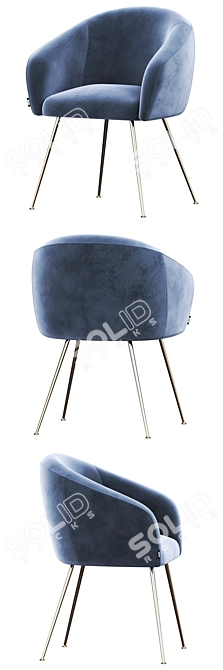 Luxury Velvet Gold Legs Chair 3D model image 3