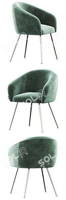 Luxury Velvet Gold Legs Chair 3D model image 4