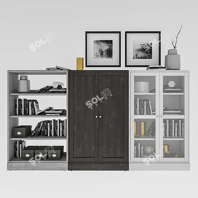 HAVSTA Glass Door Storage Combination 3D model image 1