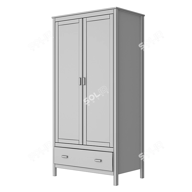 Elegant 2-Door Alvina Wardrobe 3D model image 2