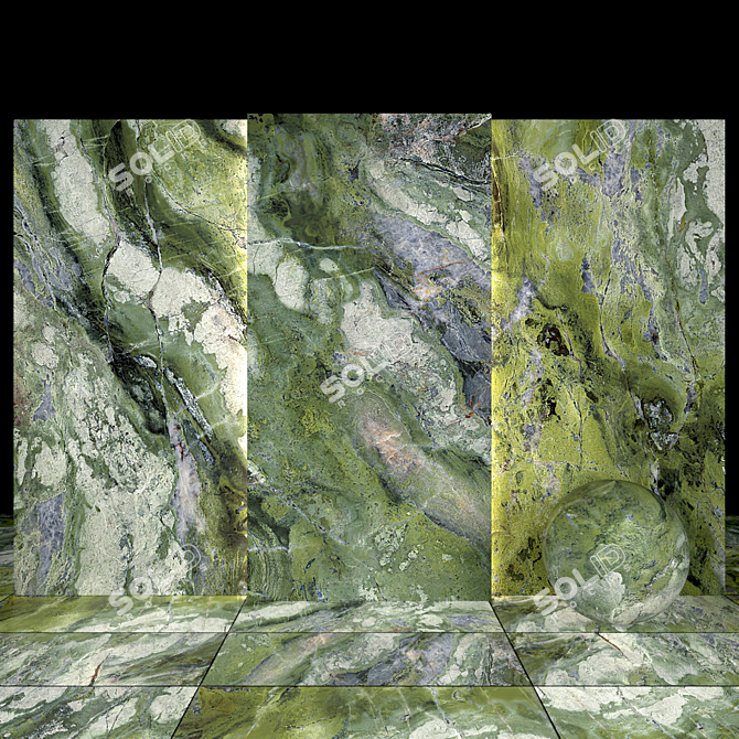 Brilliant Green Marble Slabs & Tiles 3D model image 1