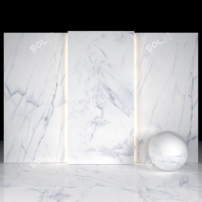 Vintage Carrara White Texture Tiles 3D model image 2