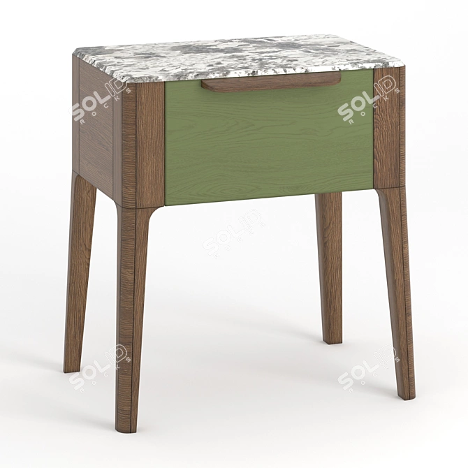 Toffee Bedside Table: Sleek Design, Marble Top 3D model image 2