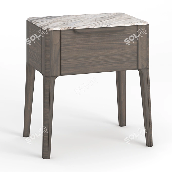 Toffee Bedside Table: Sleek Design, Marble Top 3D model image 3