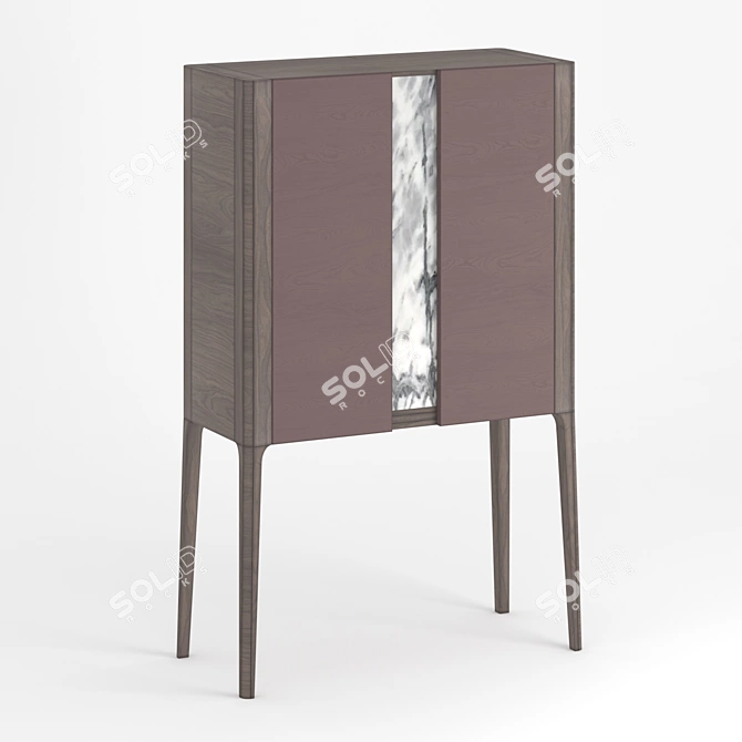 Modern Wine Cabinet with Marble Insert 3D model image 2