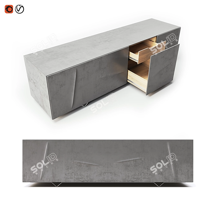  Modern Aluminum Sideboard: Sleek Design, Durable Construction 3D model image 1