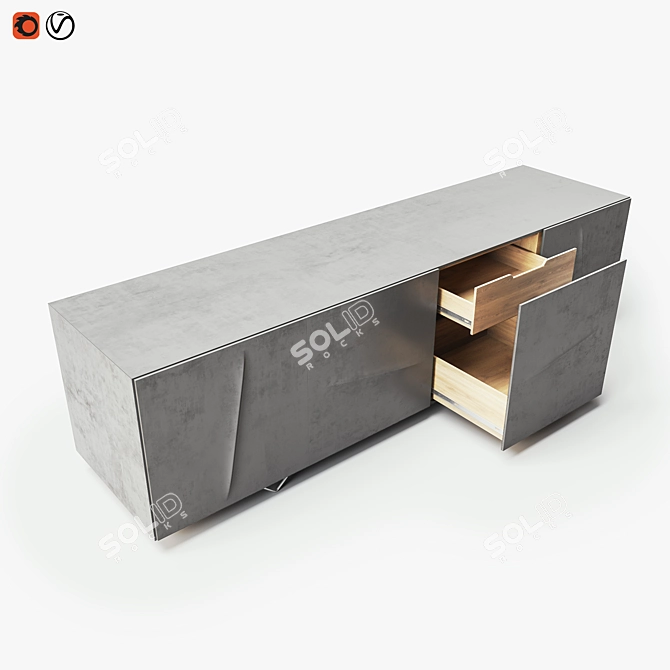  Modern Aluminum Sideboard: Sleek Design, Durable Construction 3D model image 2