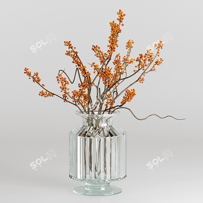 Orbicular Branches in Glass Vase 3D model image 2