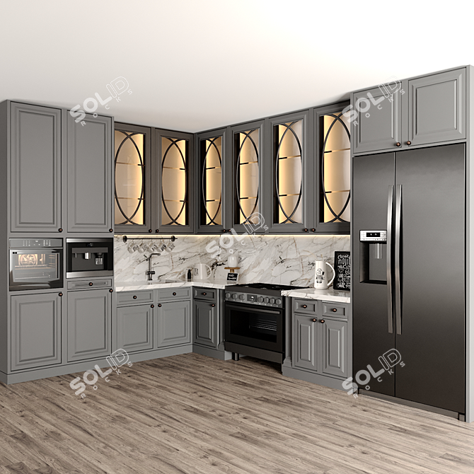 Modern Kitchen 3D Model 3D model image 3