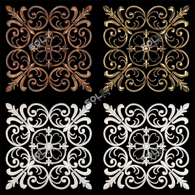 Elegant Wall Rosettes 35cm - 2016 Design 3D model image 1