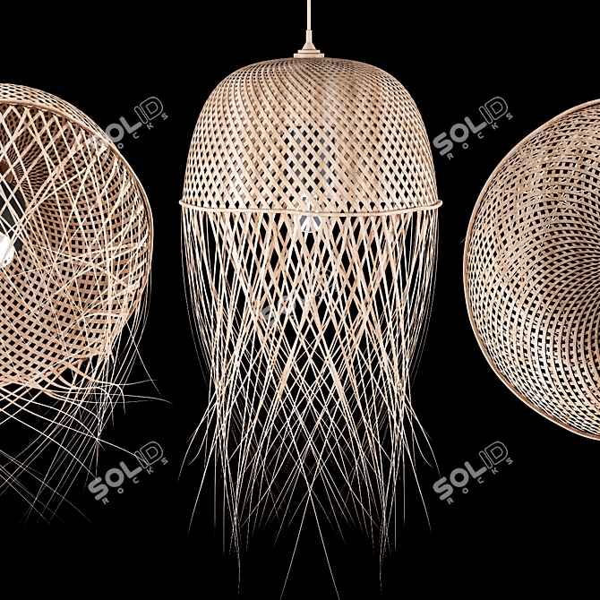 Rattan Pendant Chandelier 3D model image 1