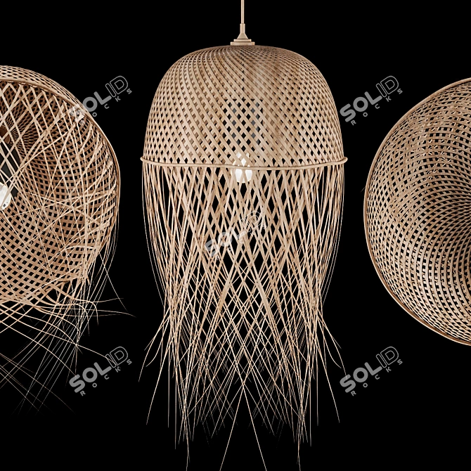 Rattan Pendant Chandelier 3D model image 3