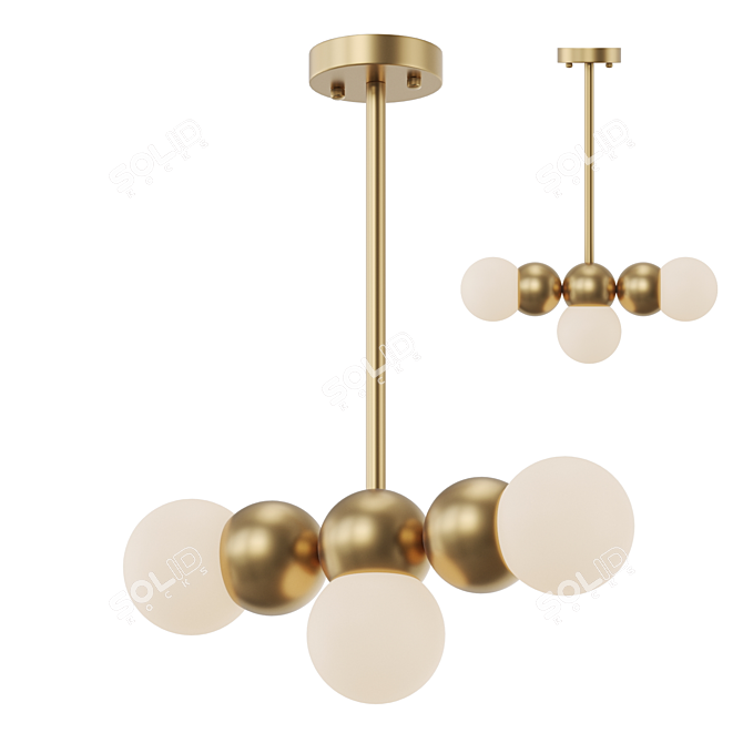 Scandinavian Style Lamp with Ball-shaped Shades 3D model image 1