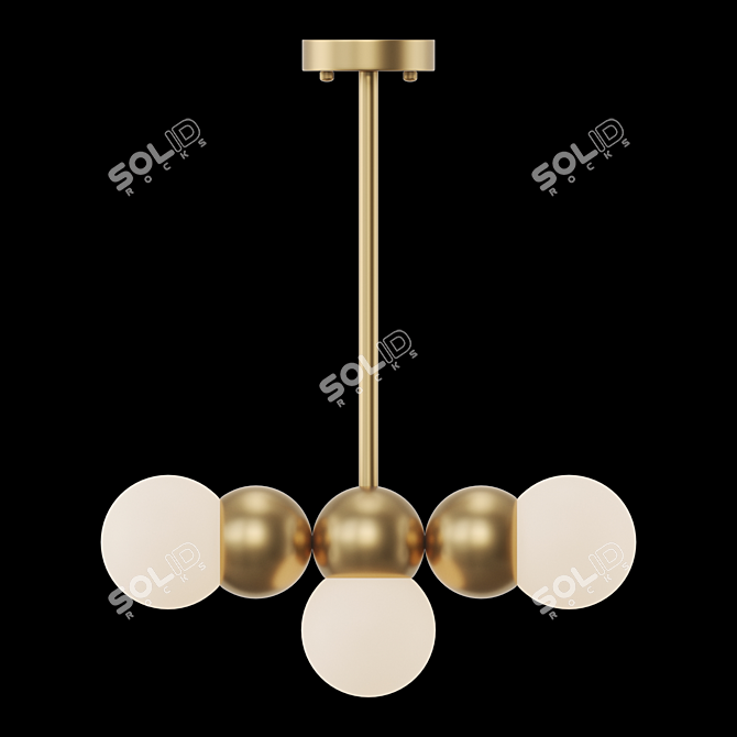 Scandinavian Style Lamp with Ball-shaped Shades 3D model image 2