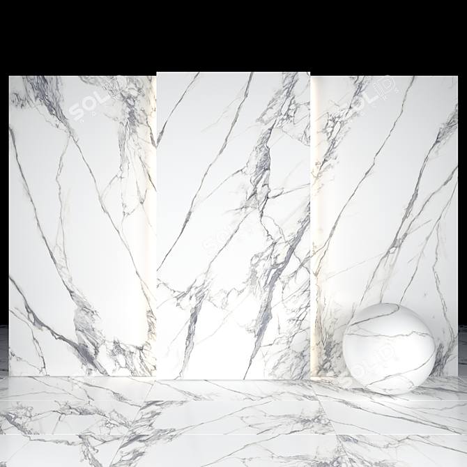 Elegant White Calacatta Tiles 3D model image 1