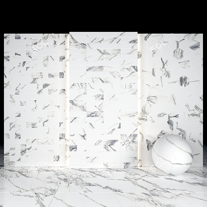 Elegant White Calacatta Tiles 3D model image 3