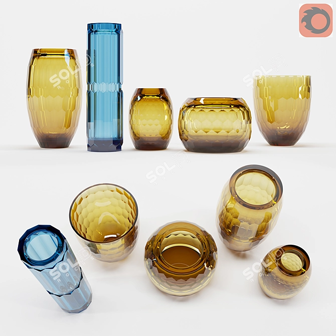 Elegant Glass Vases Collection 3D model image 1