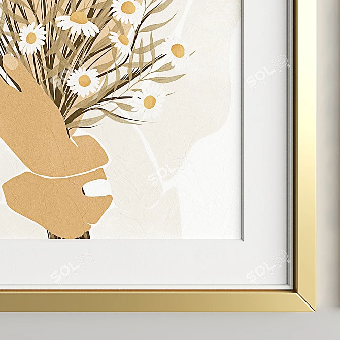 Modern Art Frame B05: 4 Frames, 7 Material Options 3D model image 3