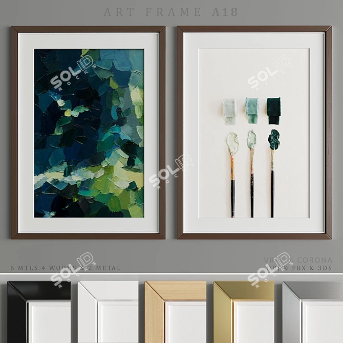 Modern Art Frame A18: Stylish Design, 4 Wood & 2 Metal Options, 50x70 cm 3D model image 1