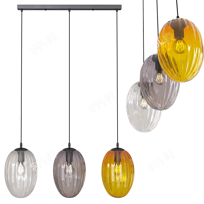 FROTO 3 Pendant Lamp - Metal and Colored Glass 3D model image 2