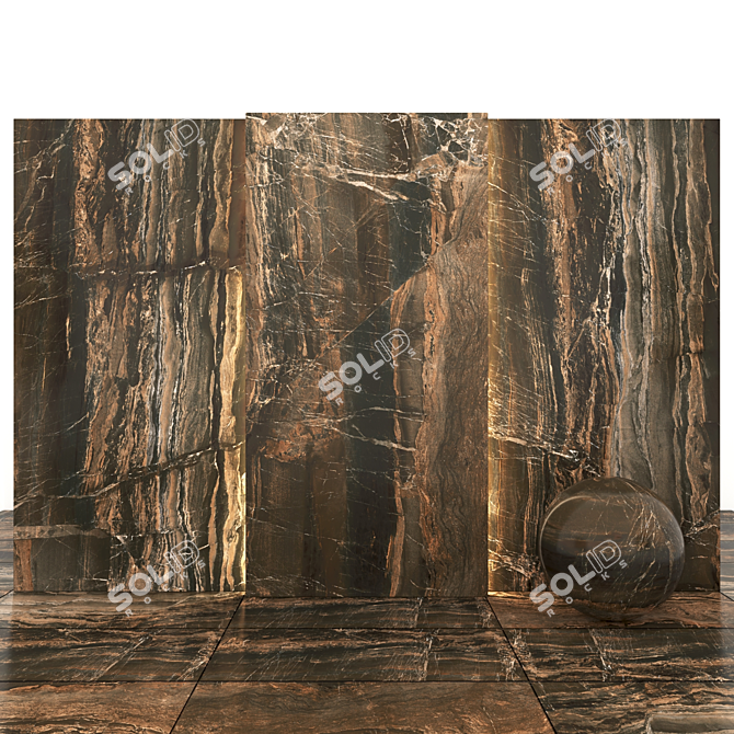 Elegant Opera Brown Marble Slabs 3D model image 2