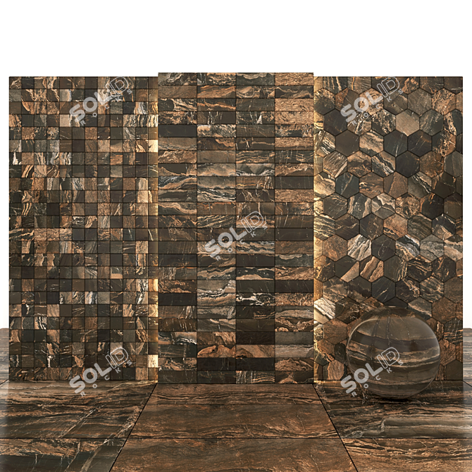 Elegant Opera Brown Marble Slabs 3D model image 3