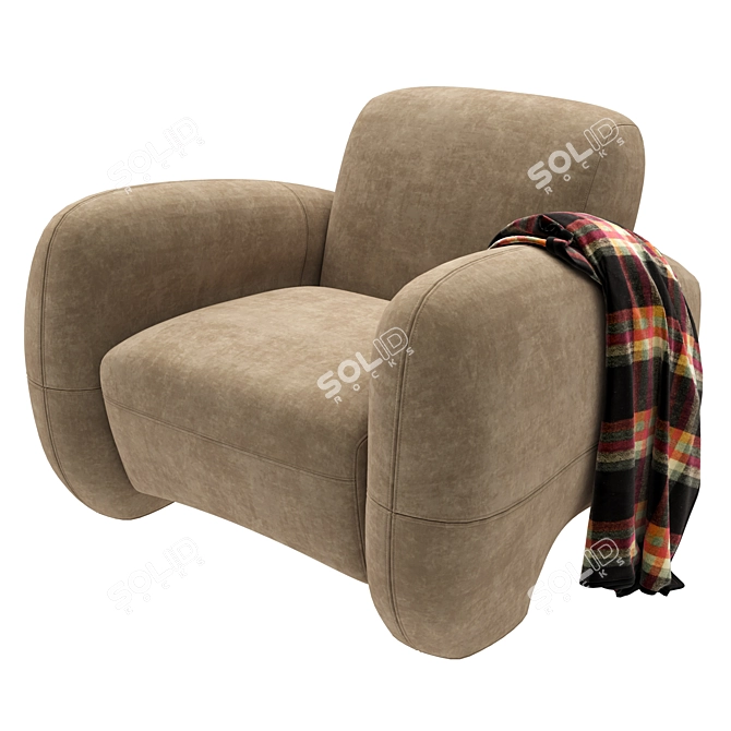 Austin Single: Oversized Curved Accent Chair 3D model image 1