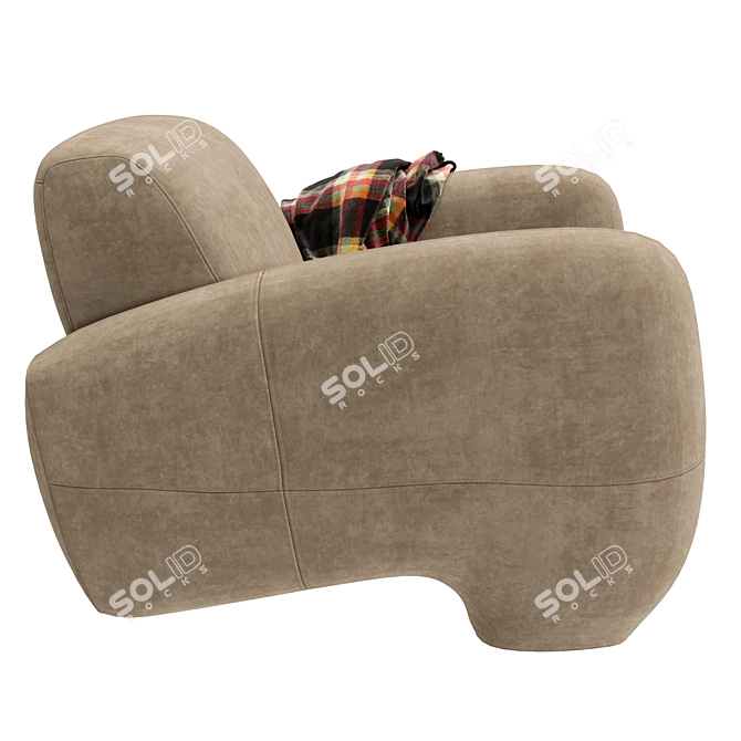 Austin Single: Oversized Curved Accent Chair 3D model image 2