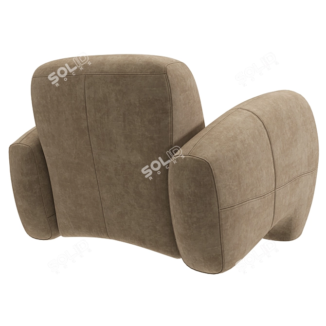 Austin Single: Oversized Curved Accent Chair 3D model image 3