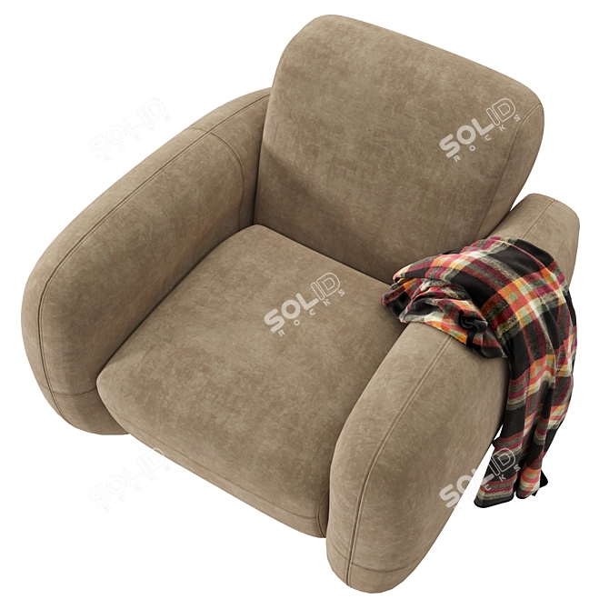 Austin Single: Oversized Curved Accent Chair 3D model image 4