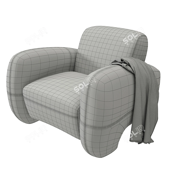 Austin Single: Oversized Curved Accent Chair 3D model image 5