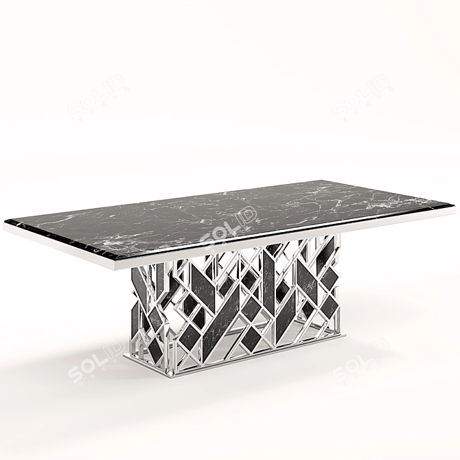 Modern Metal and Marble Dining Table 3D model image 3