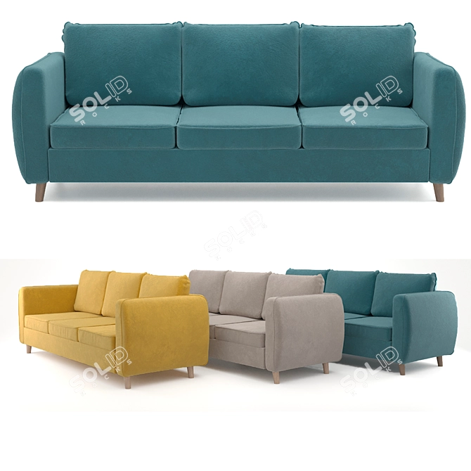 Beige Velvet Plantis Sofa 3D model image 5