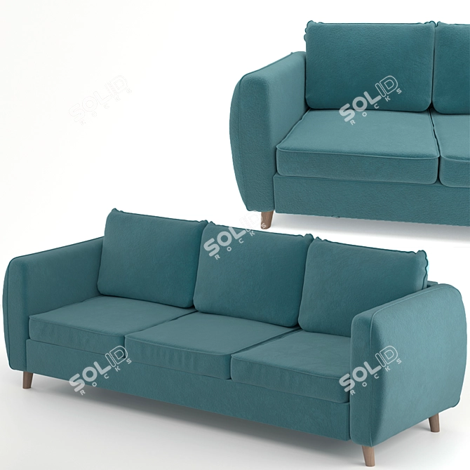 Beige Velvet Plantis Sofa 3D model image 6