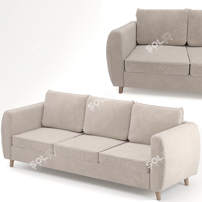 Beige Velvet Plantis Sofa 3D model image 8