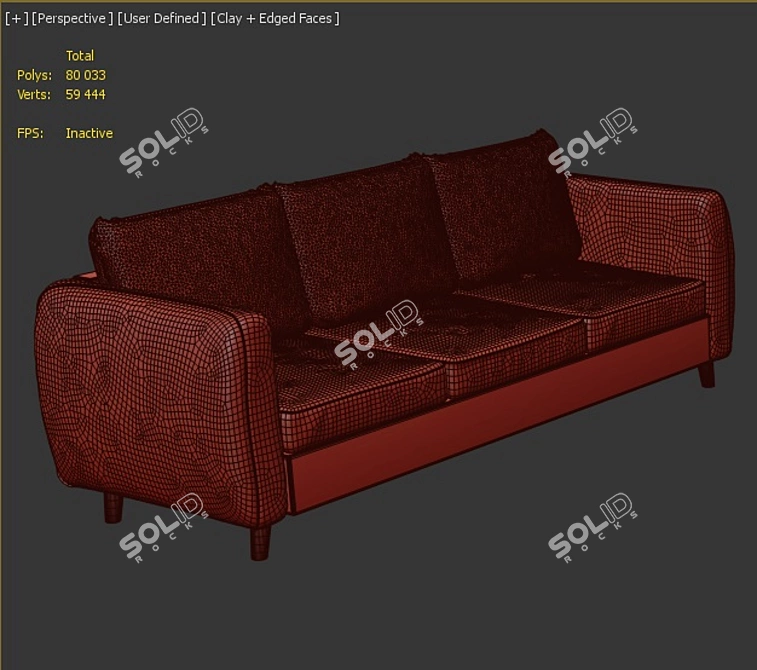 Beige Velvet Plantis Sofa 3D model image 9