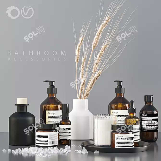 Luxury Bathroom Accessories Set 3D model image 1