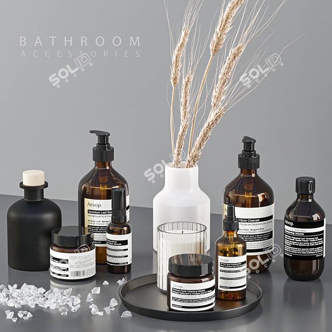 Luxury Bathroom Accessories Set 3D model image 4