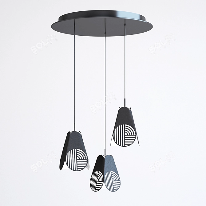 Elegant Trio Pendant Light 3D model image 1