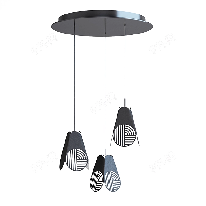 Elegant Trio Pendant Light 3D model image 2