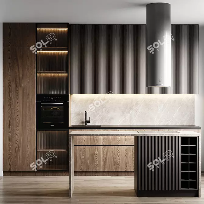 Sleek Kitchen Upgrade: Faber Extractor, Miele Oven & Blanco Mixer 3D model image 1