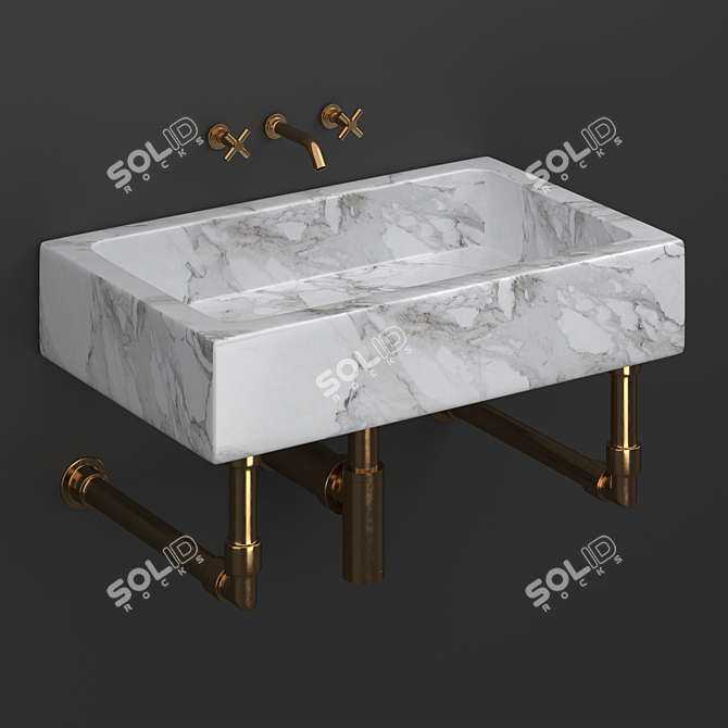 Modern Milano Wall-Mounted Sink 3D model image 1