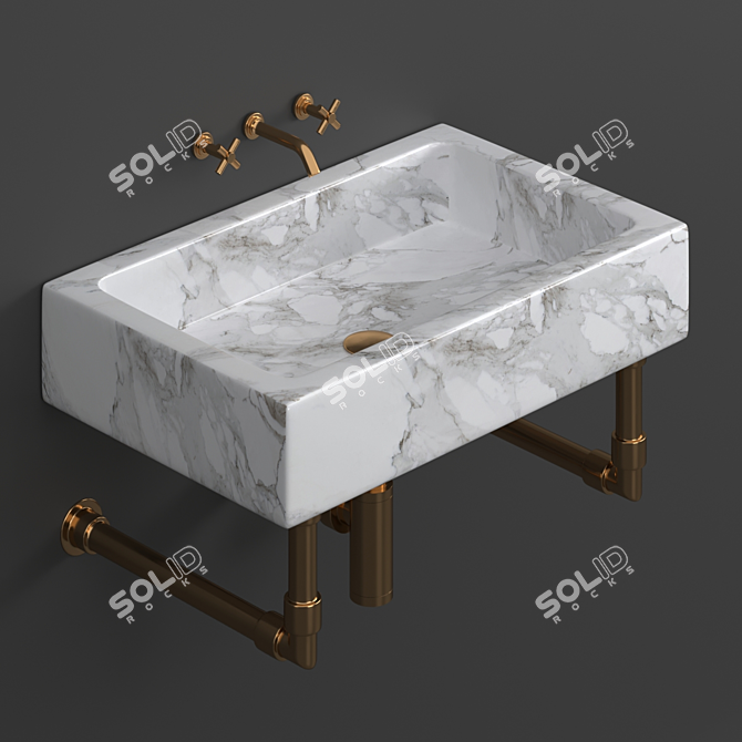 Modern Milano Wall-Mounted Sink 3D model image 5