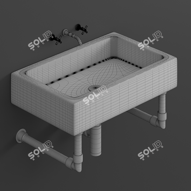 Modern Milano Wall-Mounted Sink 3D model image 6