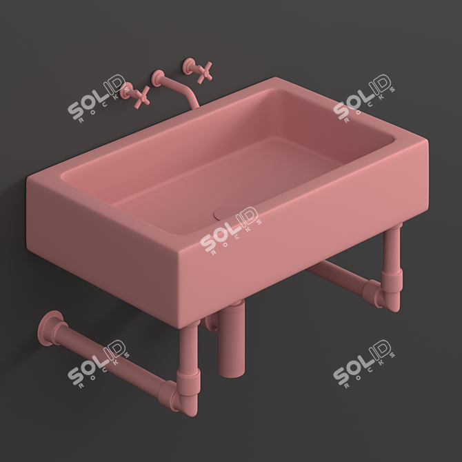 Modern Milano Wall-Mounted Sink 3D model image 7