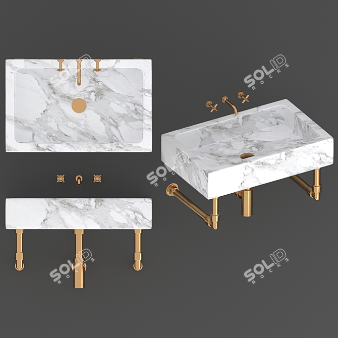 Modern Milano Wall-Mounted Sink 3D model image 9