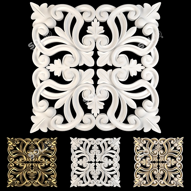 Elegant Rosette Wall Decor 3D model image 1