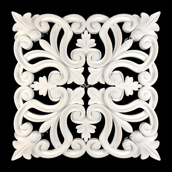 Elegant Rosette Wall Decor 3D model image 2