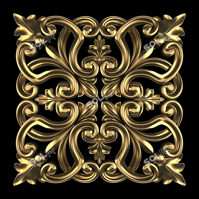 Elegant Rosette Wall Decor 3D model image 4